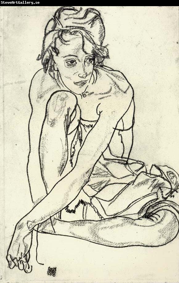 Egon Schiele Squatting Woman